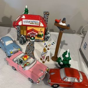 Snow Village - Village Used Car Lot - Set of 5  (In original box)